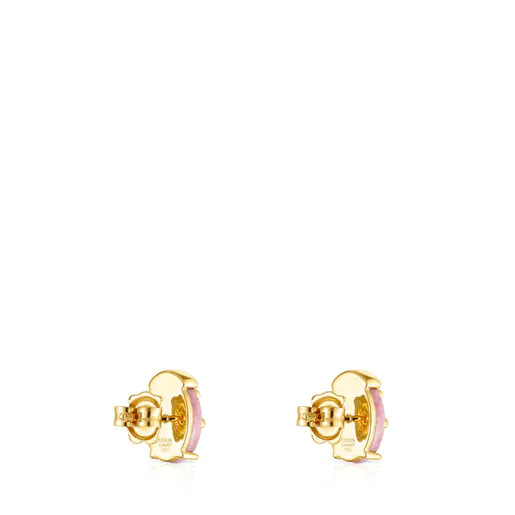 Brincos Virtual Garden com banho de ouro 18k sobre prata e rodonita.