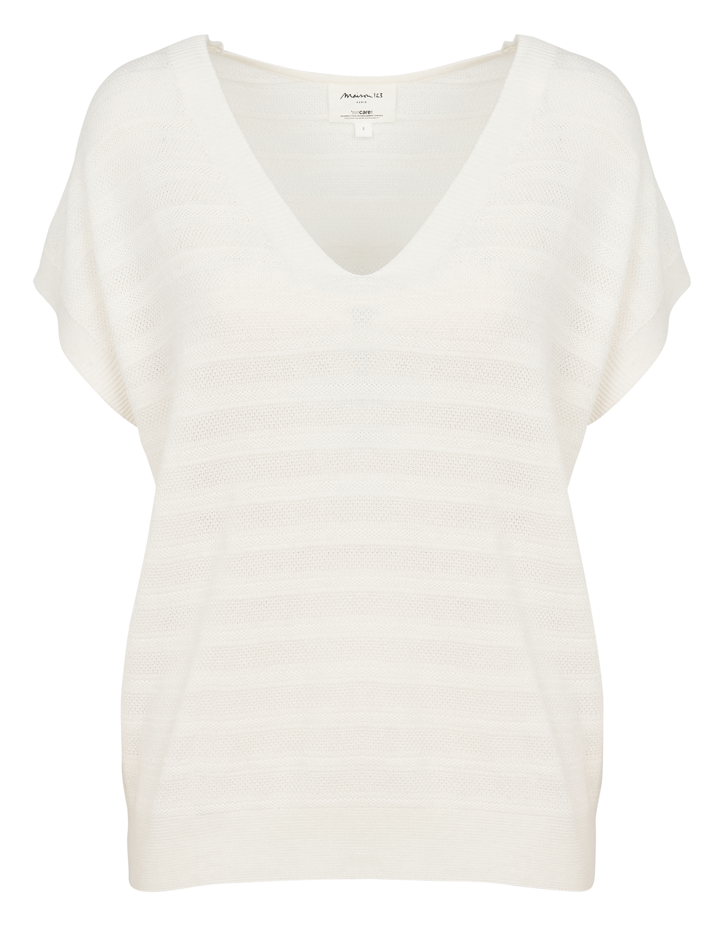 LINE - Pull manches courtes en maille fine | Beige