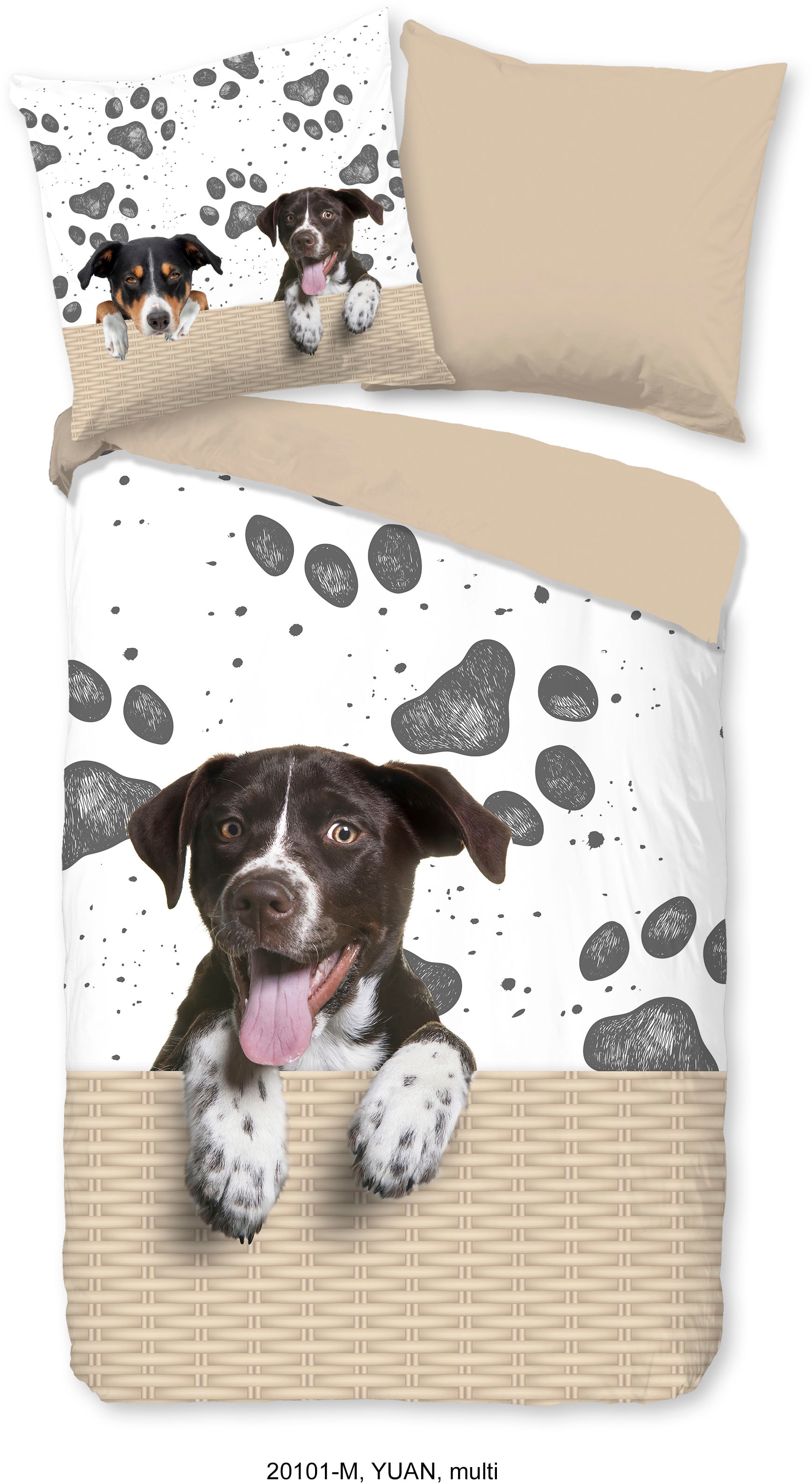 PURE luxury collection Kinderbettwäsche »Yuan« 2 Stk. tlg. Mikrofaser, 135x200, Reissverschluss, Wendeoptik, Weich, Kind, Hund