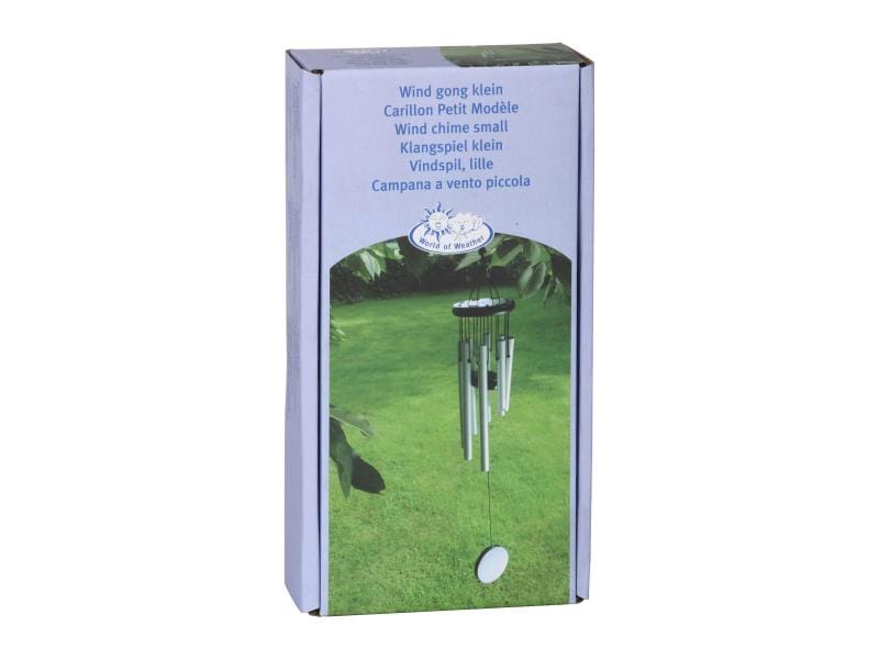 Esschert Design Windspiel aus Aluminium Kleineres Windspiel aus Holz und Kunststoff mit 8 Aluminiumröhrchen