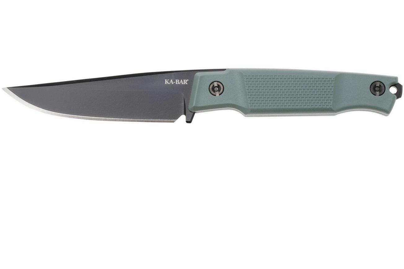 KA-BAR Apex 5500 Blackwashed D2, Grey-Green GFN, vaststaand mes, Petr Janda design