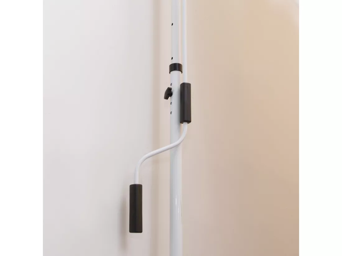 Store banne manuel rétractable 3L x 1,5l m inclinaison et hauteur réglable installation rapide métal alu polyester anti-UV jaune blanc rayé