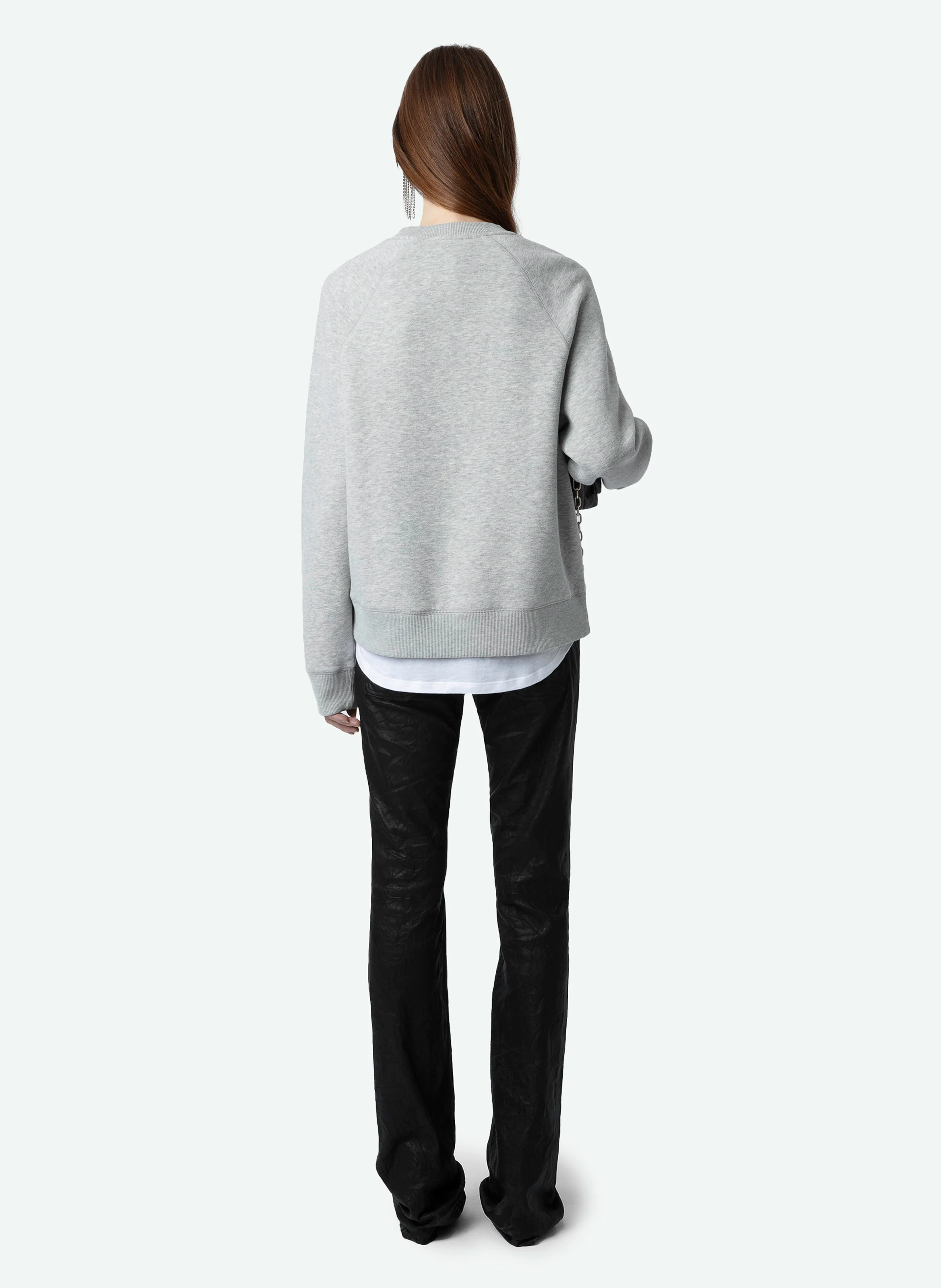 UPPER - Sweat droit col rond en coton bio mélangé | Gris