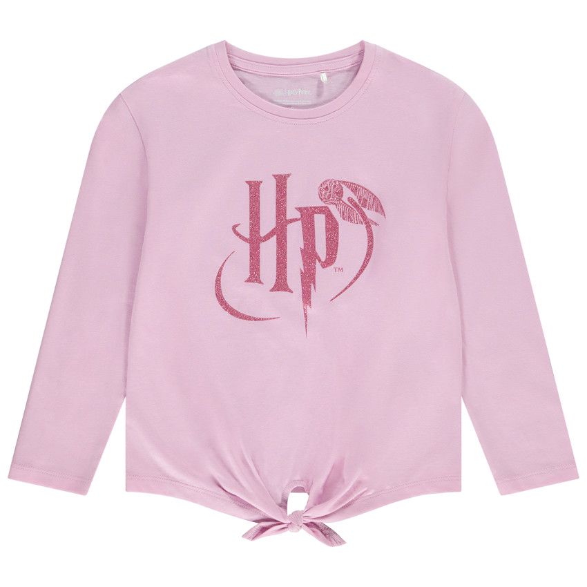 T-shirt manches longues avec nœud Harry Potter Warner pour fille - Rose