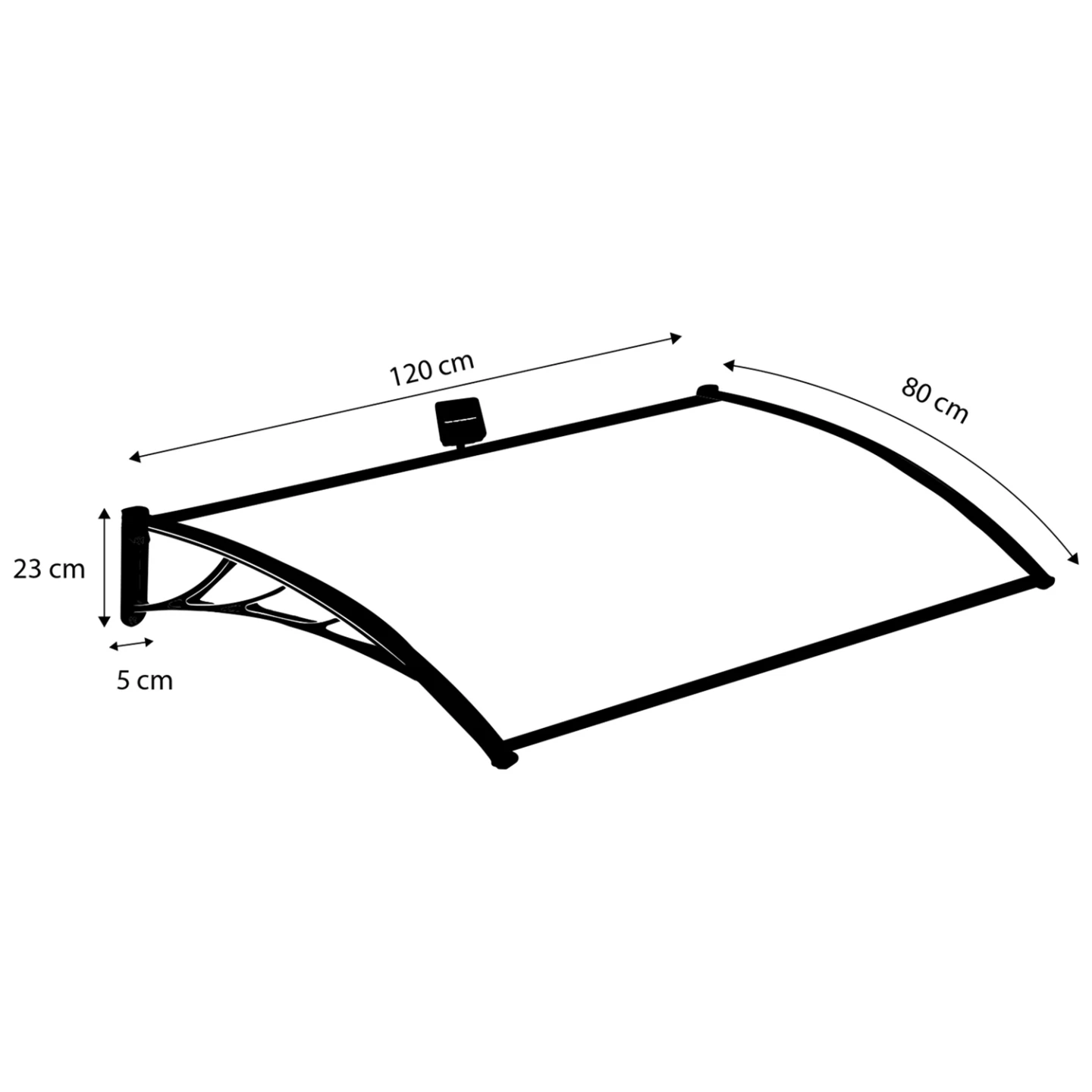 Auvent de porte marquise d'accueil 80 x 120 CM à LED solaire polycarbonate