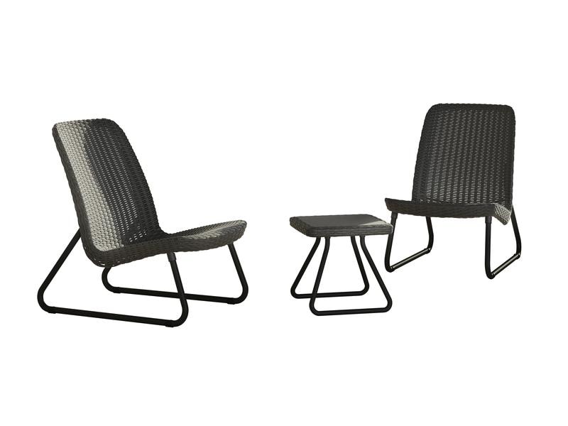 AlliBERT Balkonset Rio Patio, Graphitc, 2 Sitzplätze Balkongarnitur aus zwei Stühlen und einem Tisch