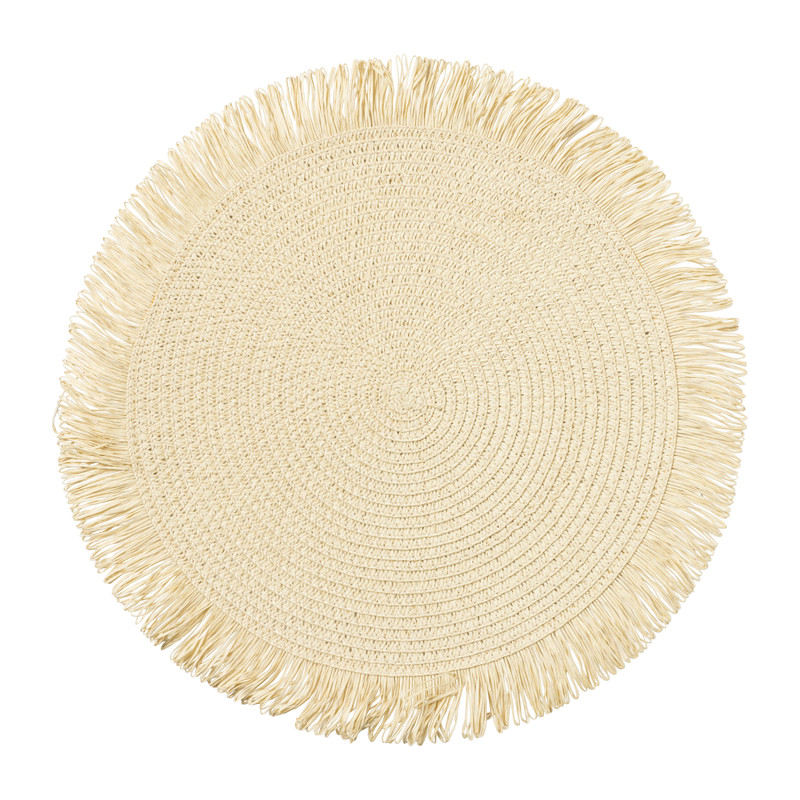 Placemat franjes - zand - ⌀38 cm