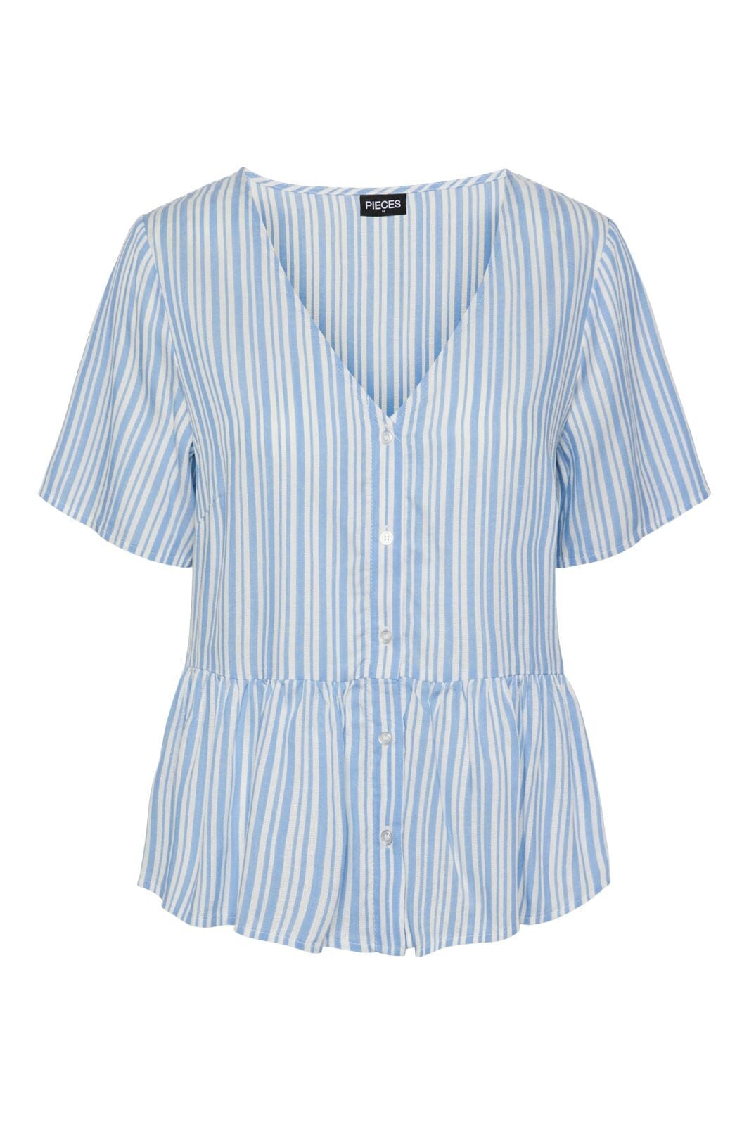 Pieces Pcalvina Ss Button Down Top 4472371 blue bell cloud dancer