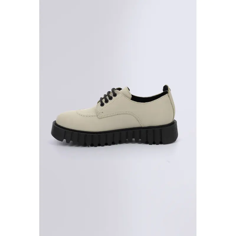 KICK FAMOUS BEIGE TAUPE DERBIES Cuir Femme