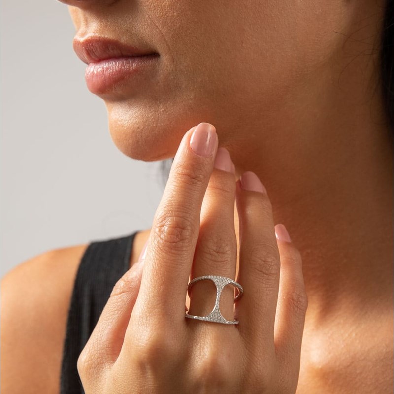 Bague Argent Ronde Double Anneaux