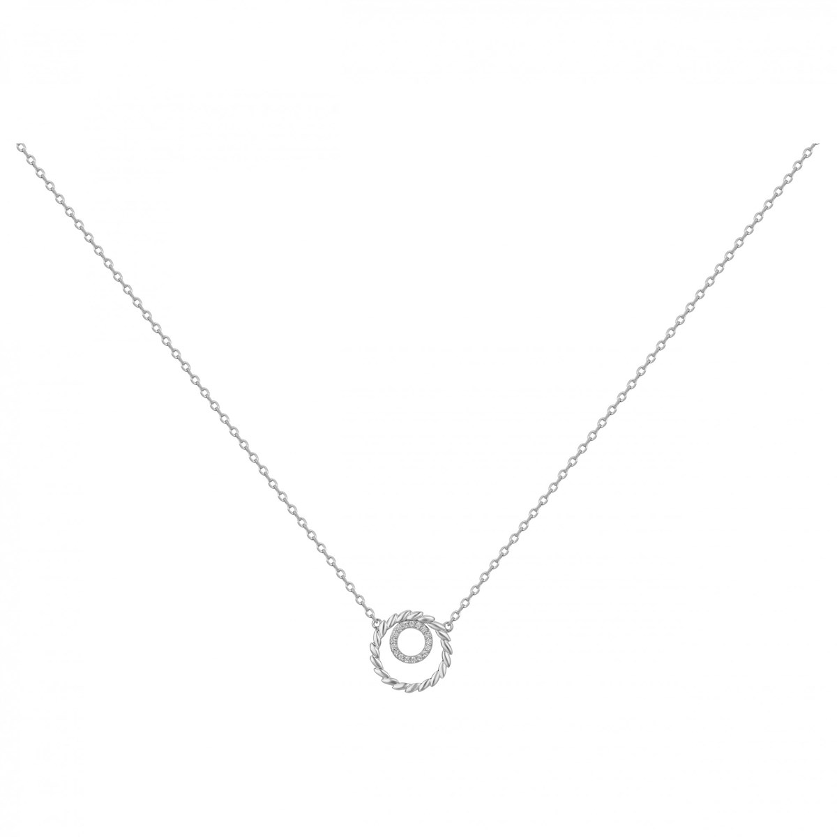 Collier mono-motif en Argent avec oxyde de zirconium blanc