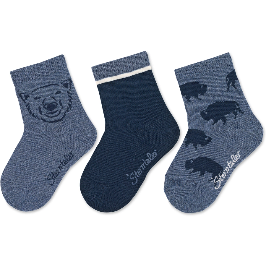 Sterntaler Baby-Söckchen 3er-Pack Bär tintenblau