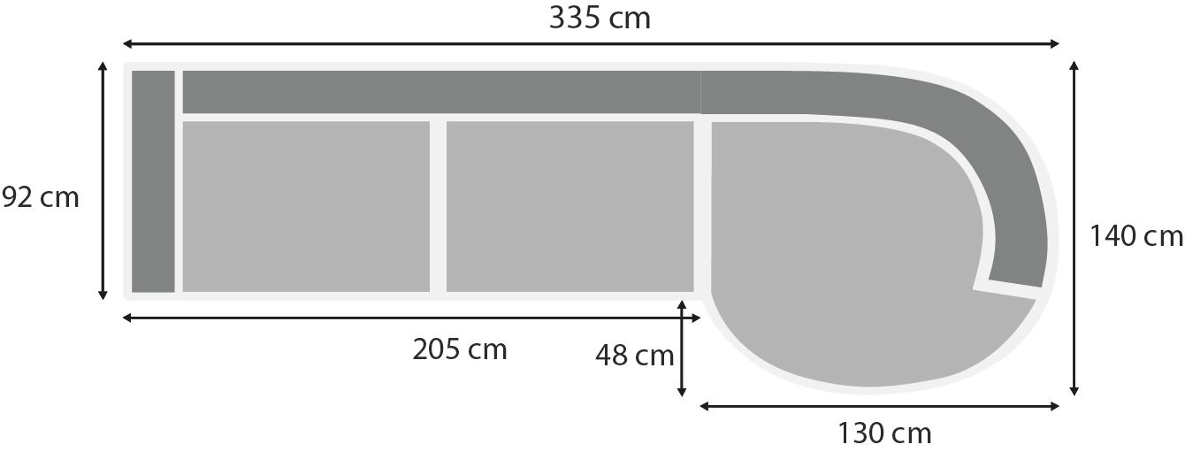 Loungebank stof Tiffany 05 Dordoni B335 x D140 x H92 cm