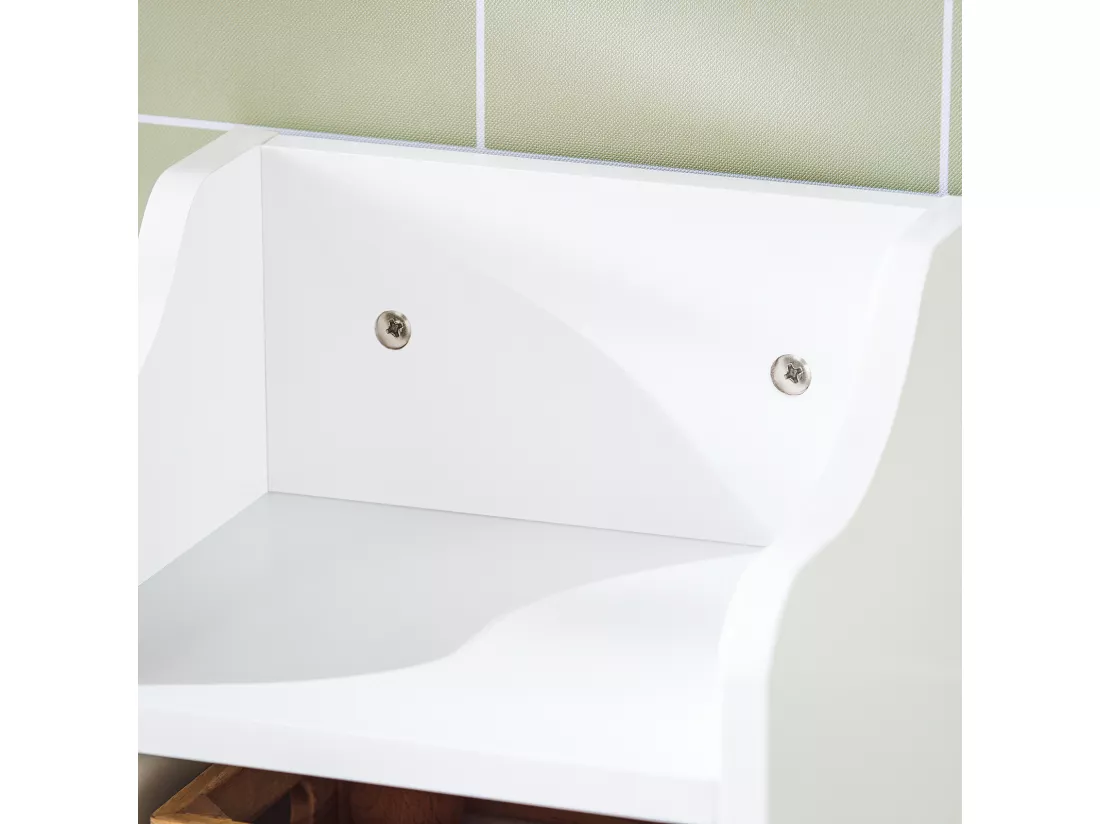 Support Papier Toilette Armoir Toilettes Porte Brosse WC en Bois – Blanc, FRG177-W