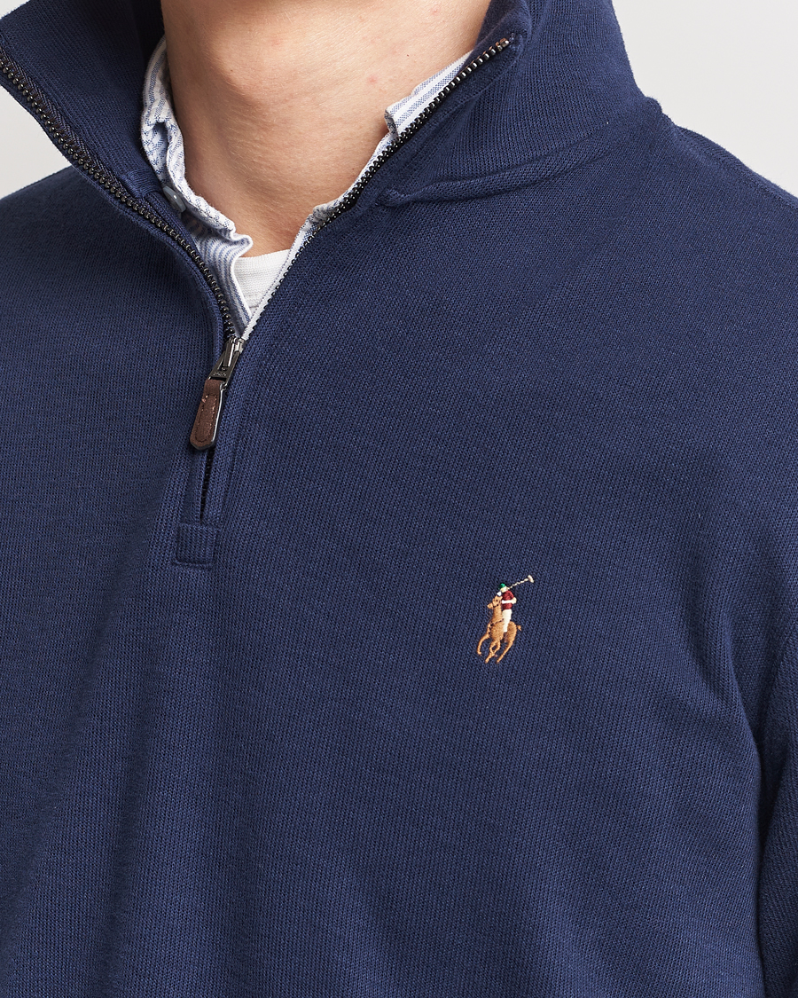 Polo Ralph Lauren Double Knit Jaquard Half Zip Sweater Cruise Navy