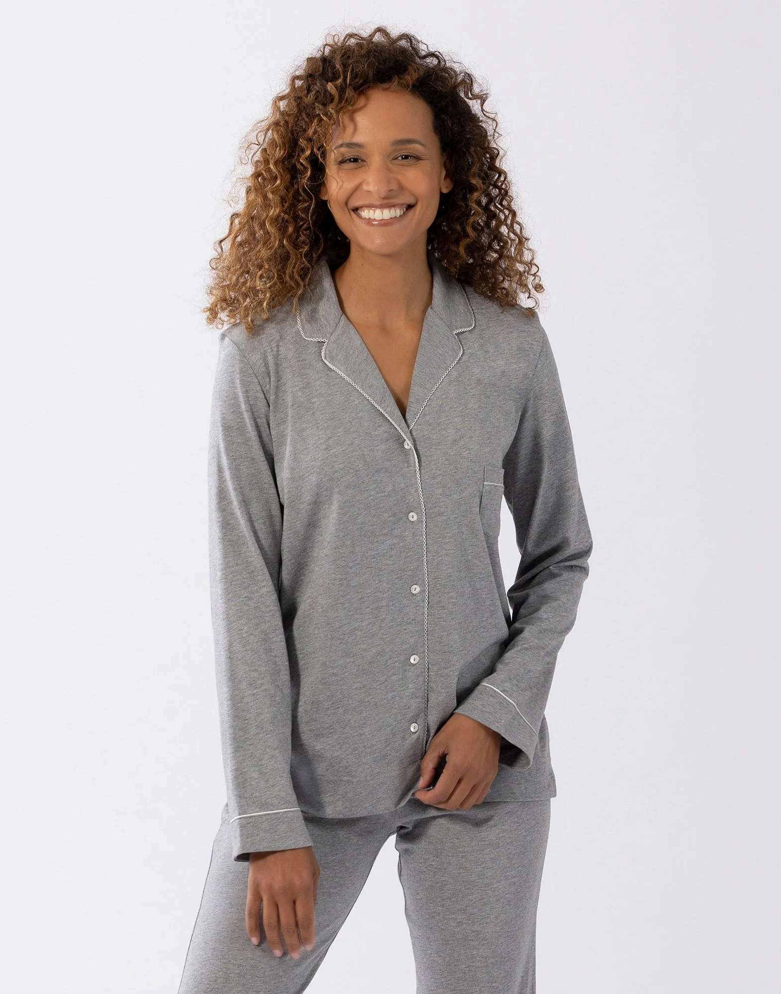 INTEMP A06 - Pyjama boutonné en coton modal | Gris
