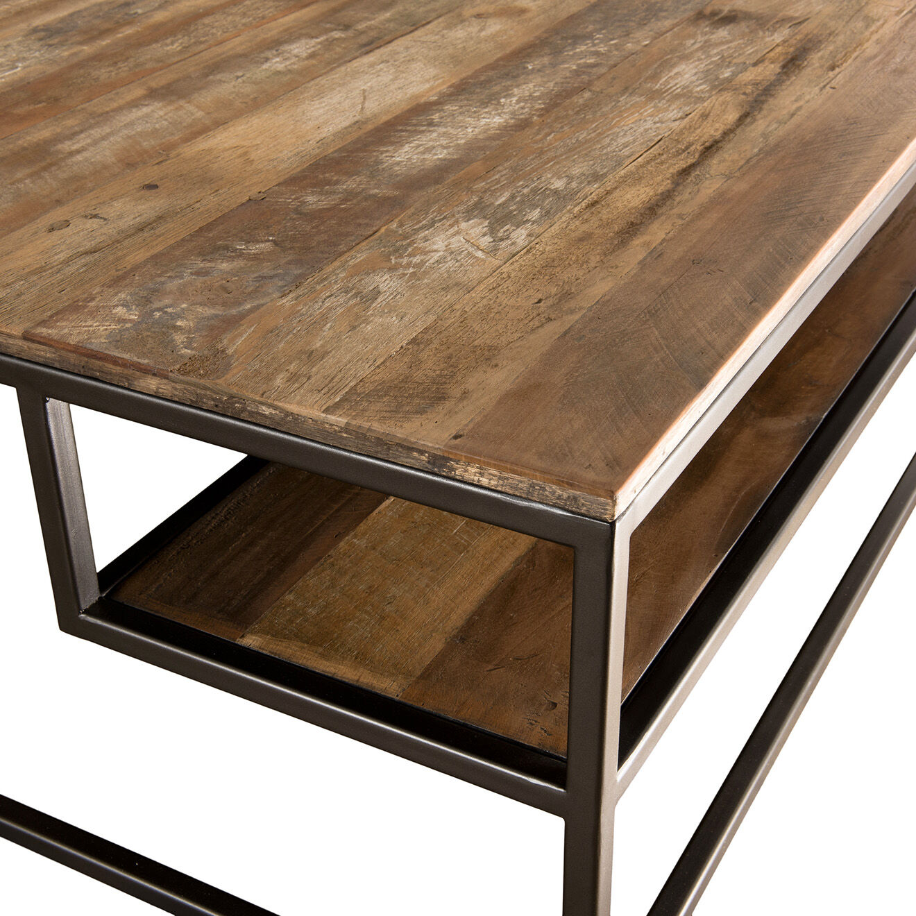 Macabane Table basse avec tablettes Sixtine teck - 100x100x40 cm