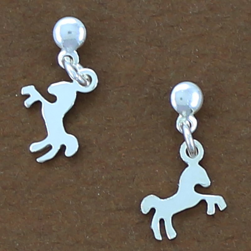 Boucles d'oreilles cheval cabré pendantes - Argent massif