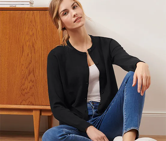 Feinstrick-Cardigan, schwarz