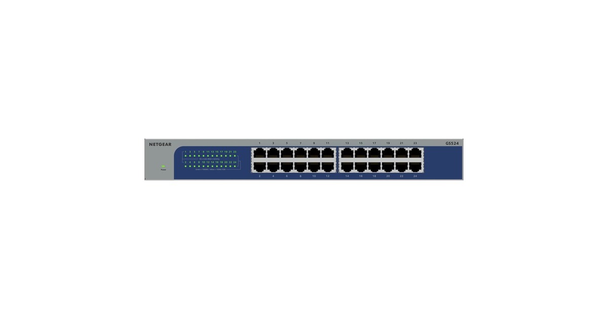 NetgearGS524 24-poorts Gigabit Ethernet unmanaged switch  (Grijs/blauw)