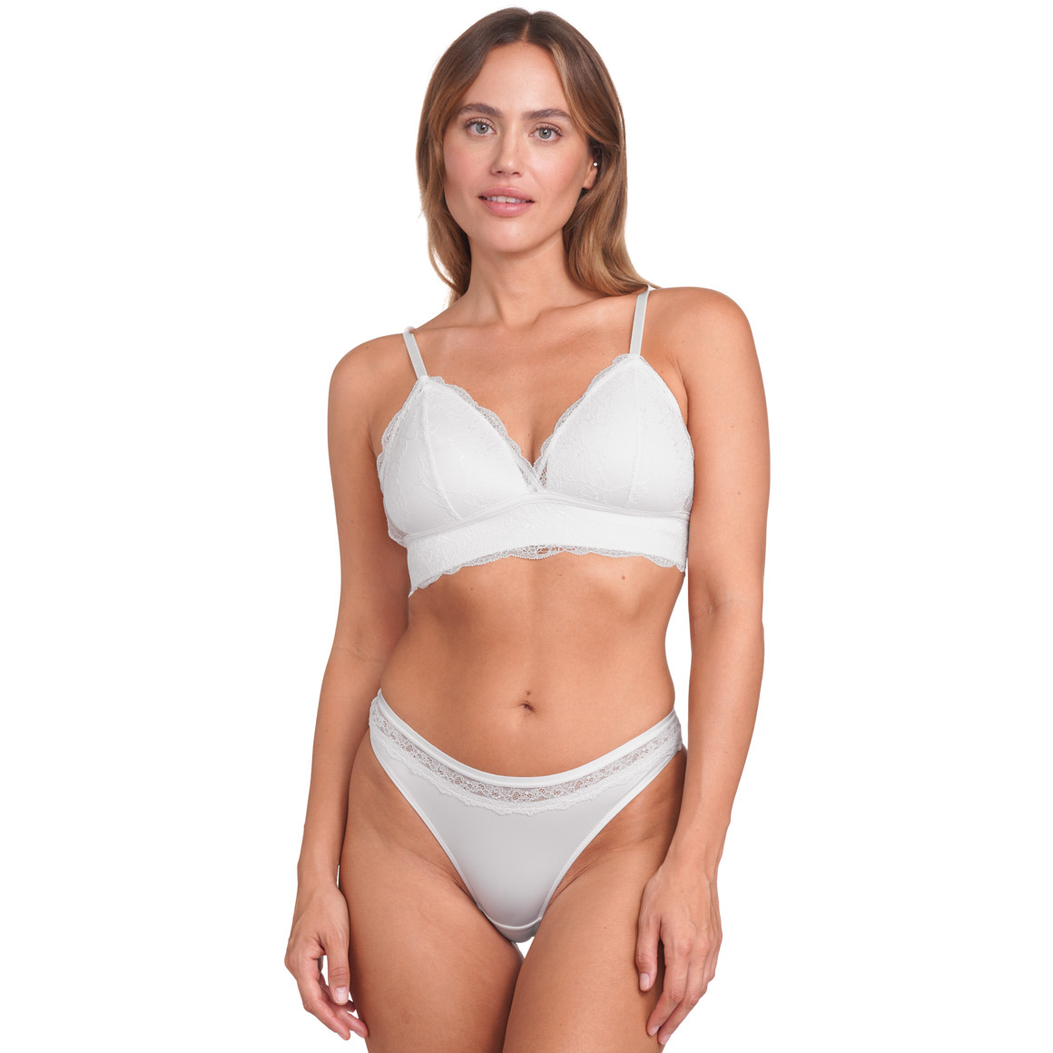 Gina Benotti Damen Bralette-BH mit Spitzendetails weiss