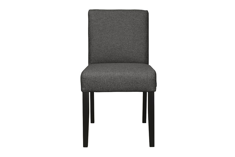 Morgan spisestol I ulltekstil Sheford 77 Dark Grey med sorte treben.