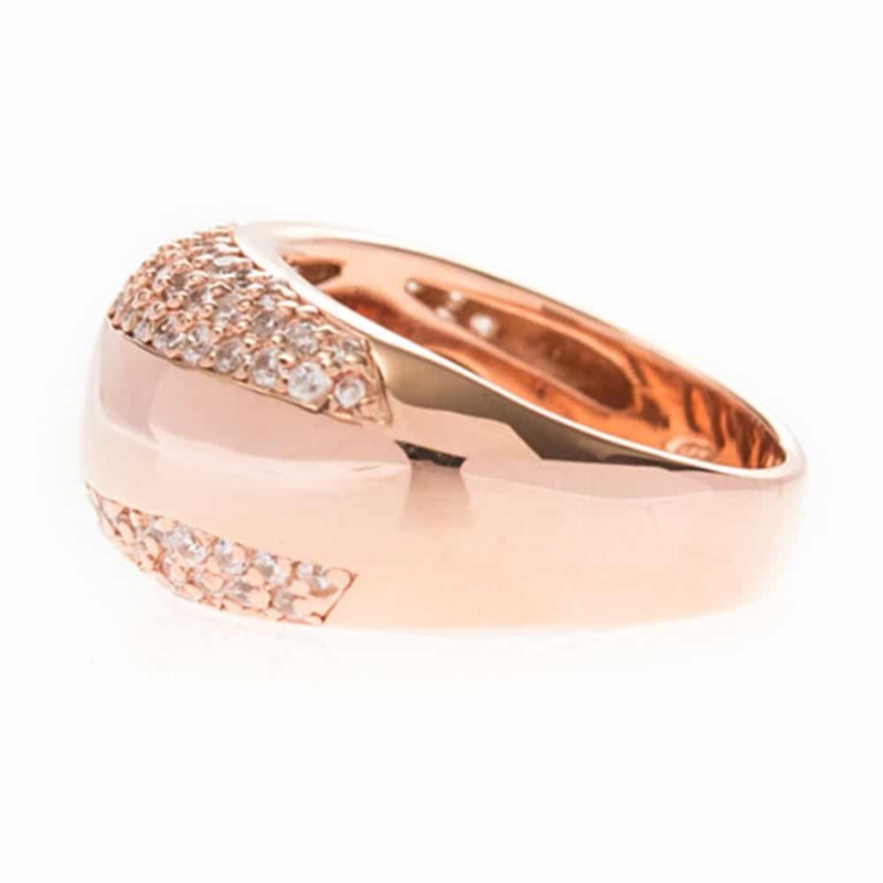 Bague Anneau Simple Serti Deux Faces Rose