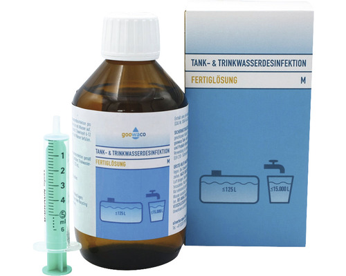 Gebruiksklare chloordioxide-oplossing voor desinfectie van tanks en drinkwater, maten M tot 125L