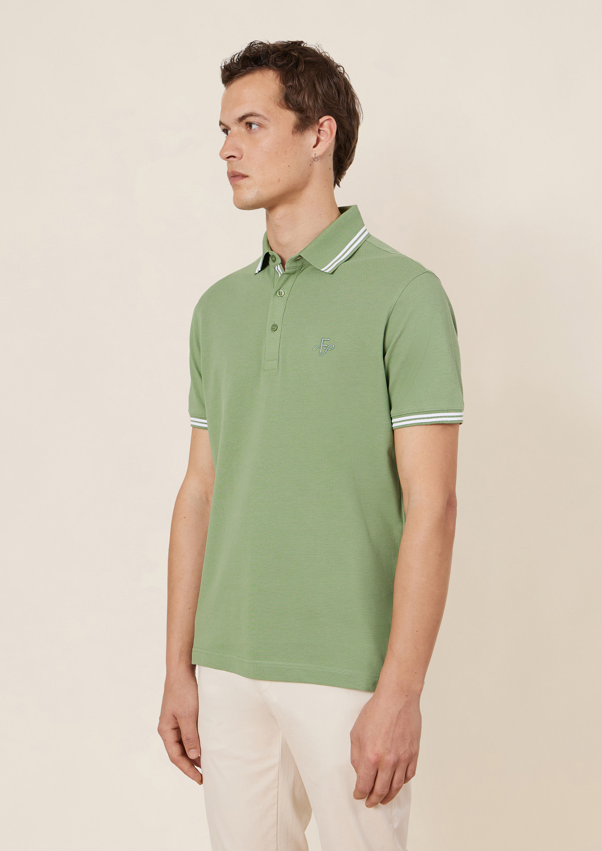 Polo manches courtes Slim en coton uni vert