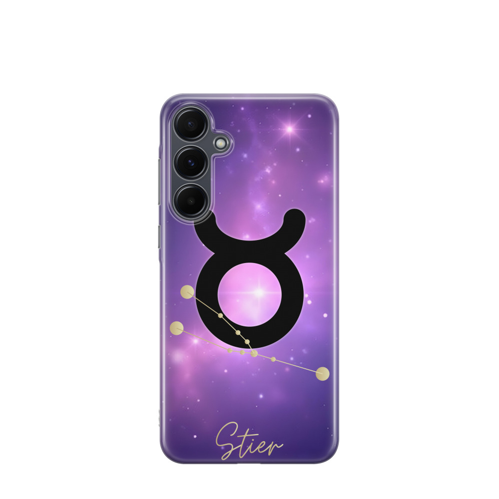 Samsung Galaxy A55 Gummi Hülle Sternzeichen  Stier 1 - Lila-Violett