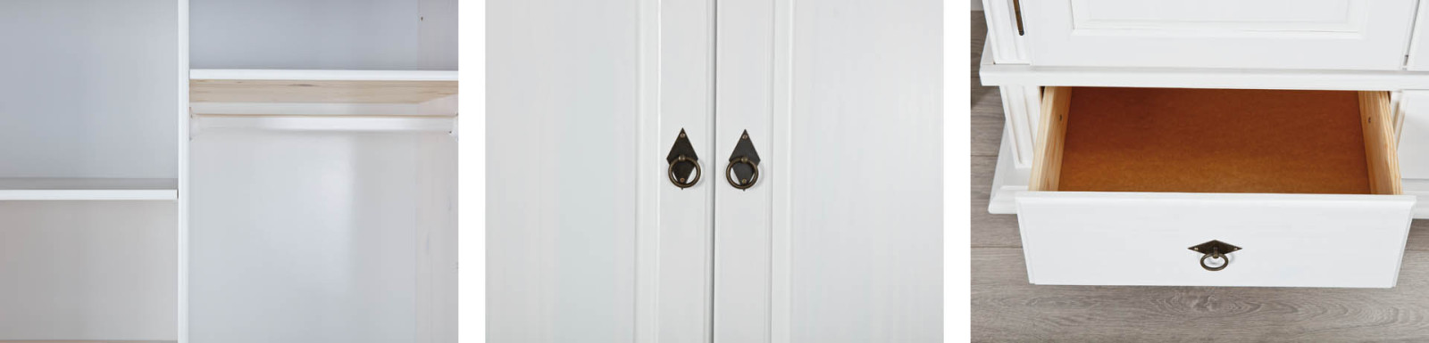 Kleiderschrank DANZ - weiß - Massivholz - 116 cm
