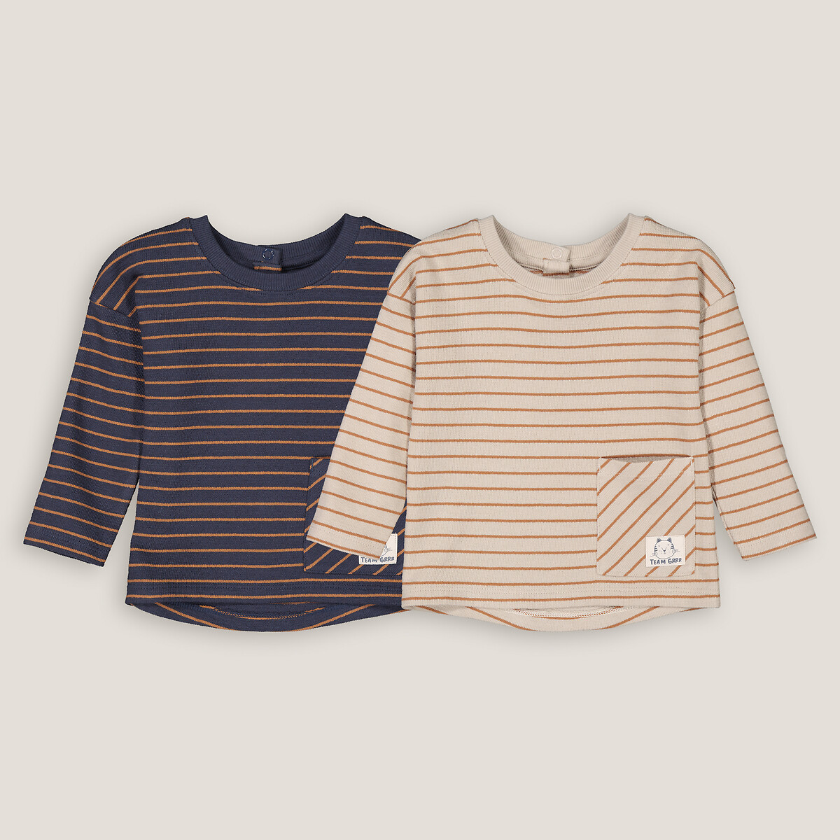 COLEÇÃO LA REDOUTE<br>Conjunto de 2 camisetas listradas de manga comprida