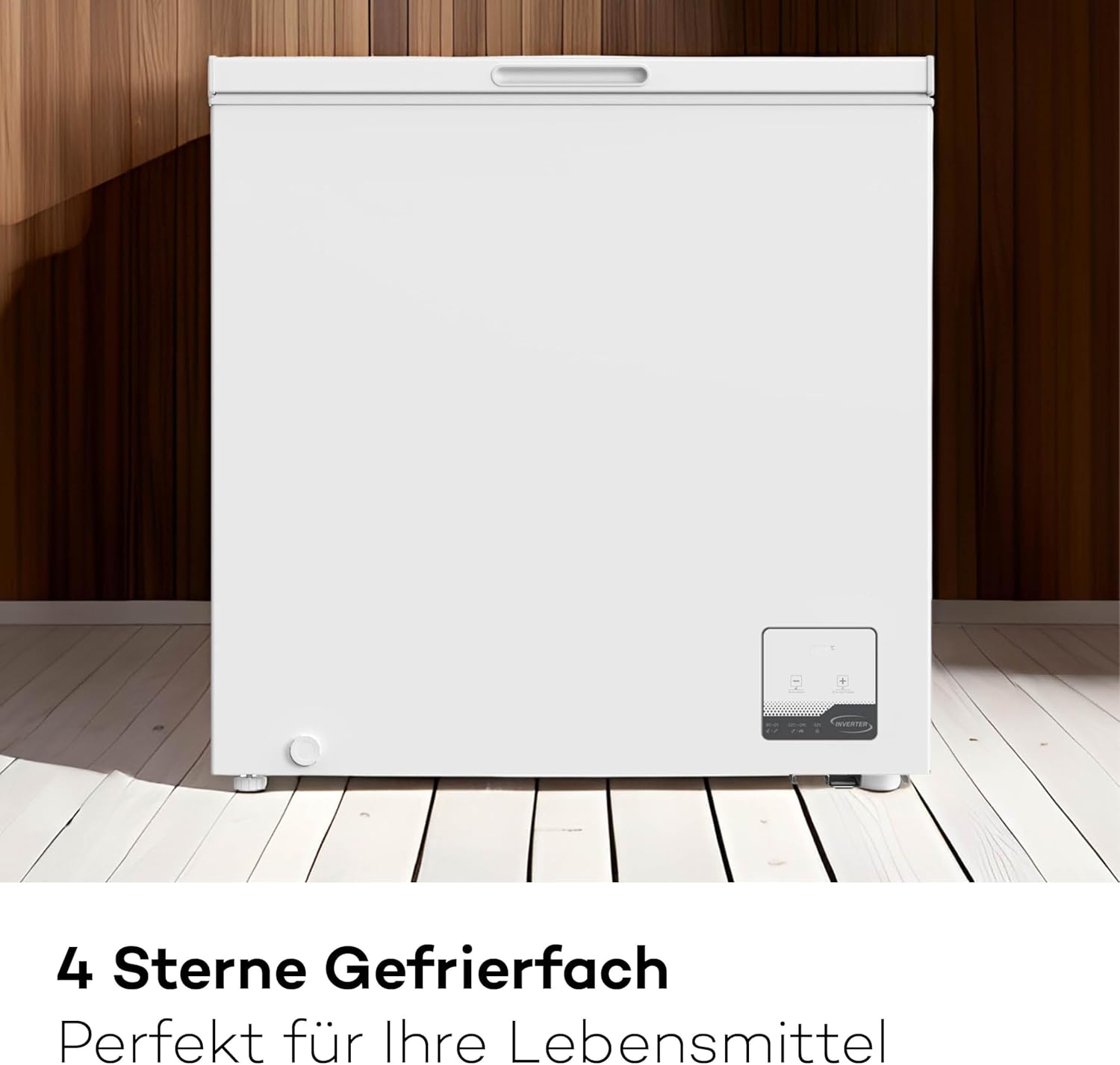 GT200S Gefriertruhe 199 L – Weiß – 83,5 x 82,3 x 55,6 cm – Energieklasse E – Schnellgefrieren – 39 dB – 200 kWh/Jahr – 4-Sterne-Kennzeichnung – Freistehend