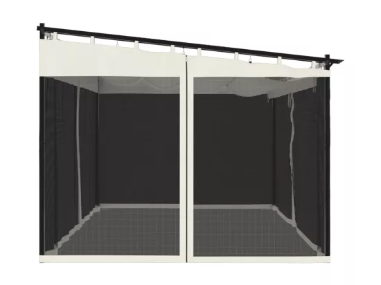 Tonnelle avec parois en filet crème 4x3 m acier