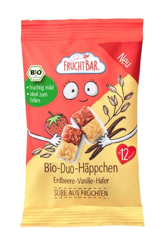 FruchtBar Bio-Duo-Häppchen Erdbeere, Vanille, Hafer