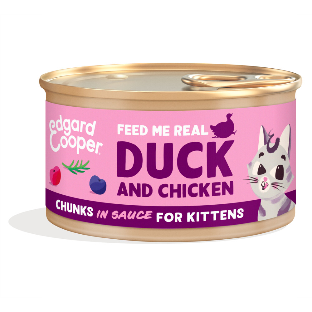 Edgard & Cooper Kattenvoer Kitten Chunks Eend - Kip85 gr