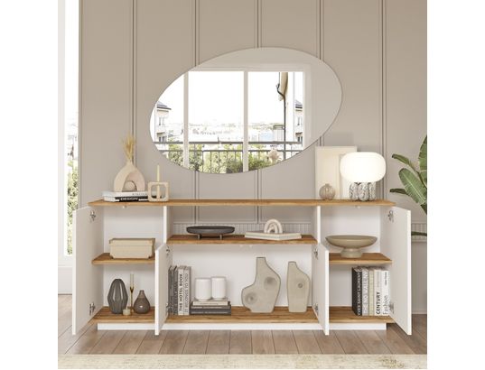 CONCEPT1 - Bahut Fr15aw pin atlantique blanc 180 x 44,5 x 75cm