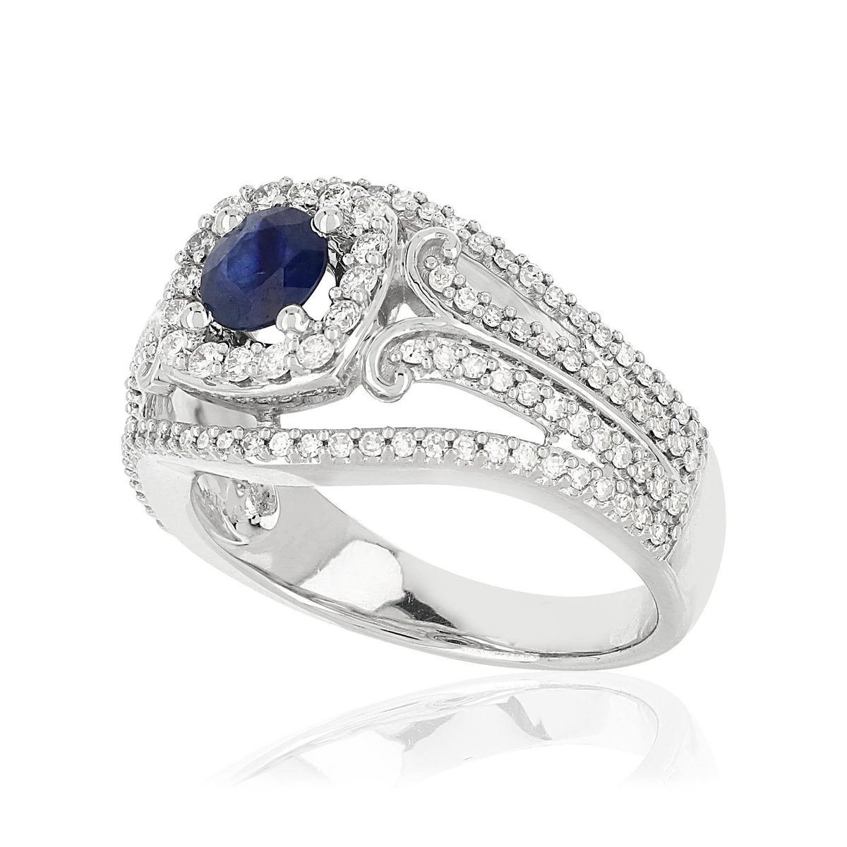 Bague MATY Or 750 blanc Saphir et Diamants