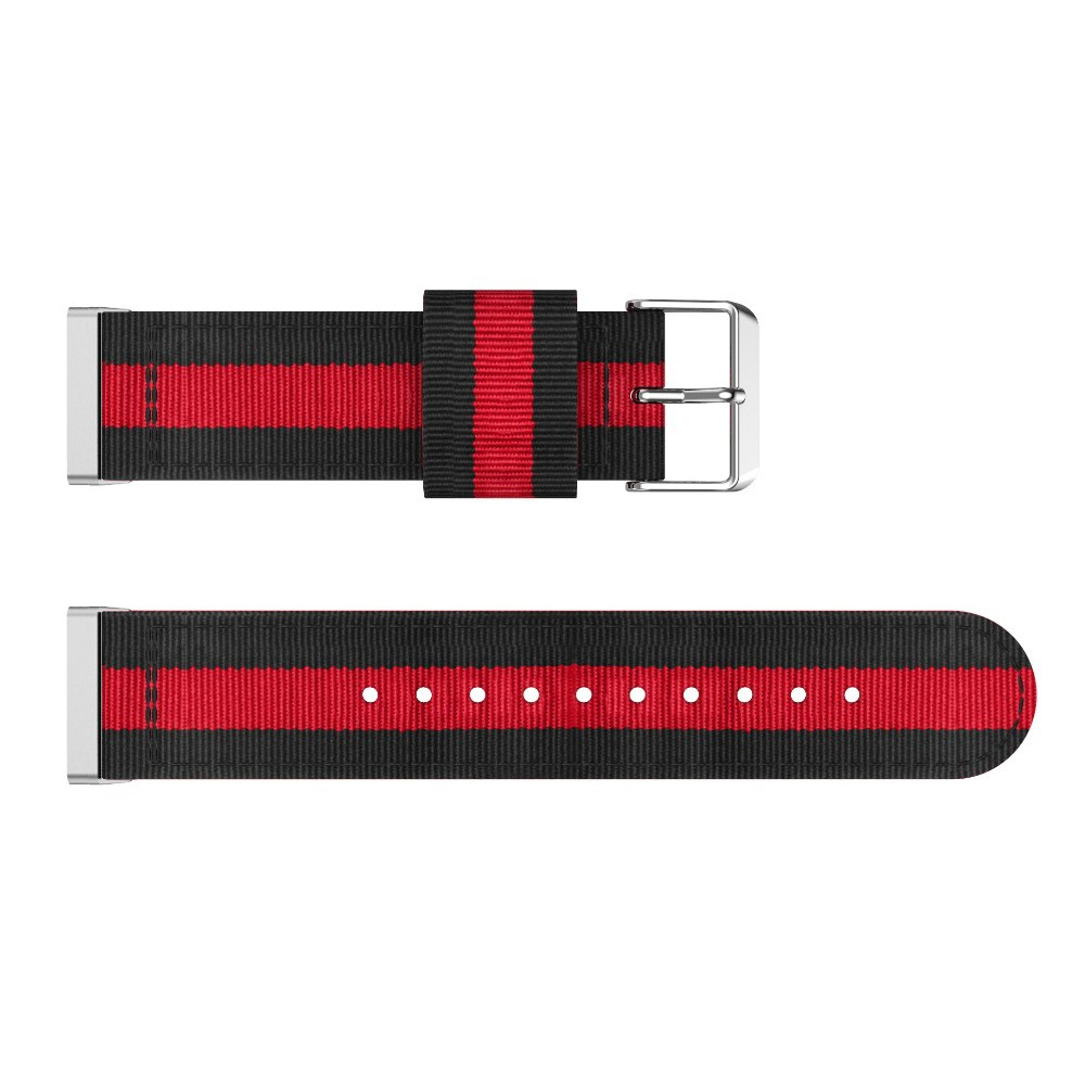 Fitbit Versa 4 / Sense 2 Canvas Stoff Armband mit Dornschliesse (Gelenkumfang 180-230mm) - Schwarz / Rot