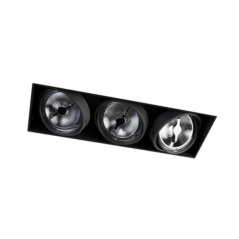 Inbouwspot zwart AR111 trimless 3-lichts - Oneon