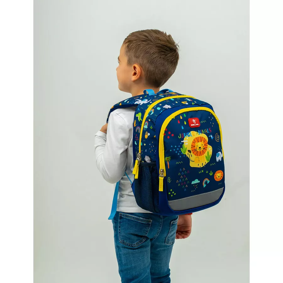 Belmil Kindergartenrucksack Kiddy Plus Kindergartenrucksack für 3-6 Jährige Kinder mit Brustgurt Little Jungle