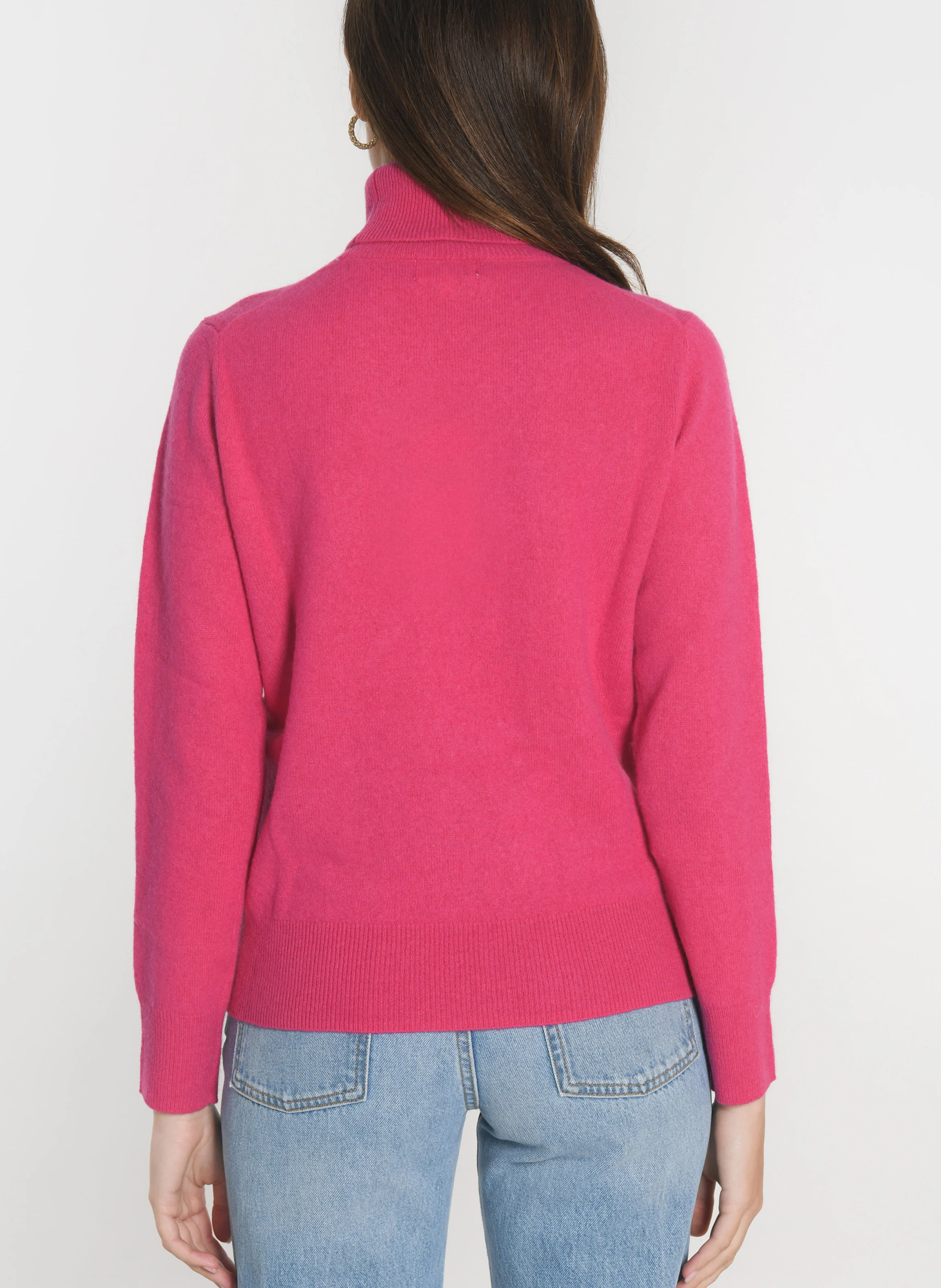 ANITA - Col roulé droit en laine et cachemire | Rose