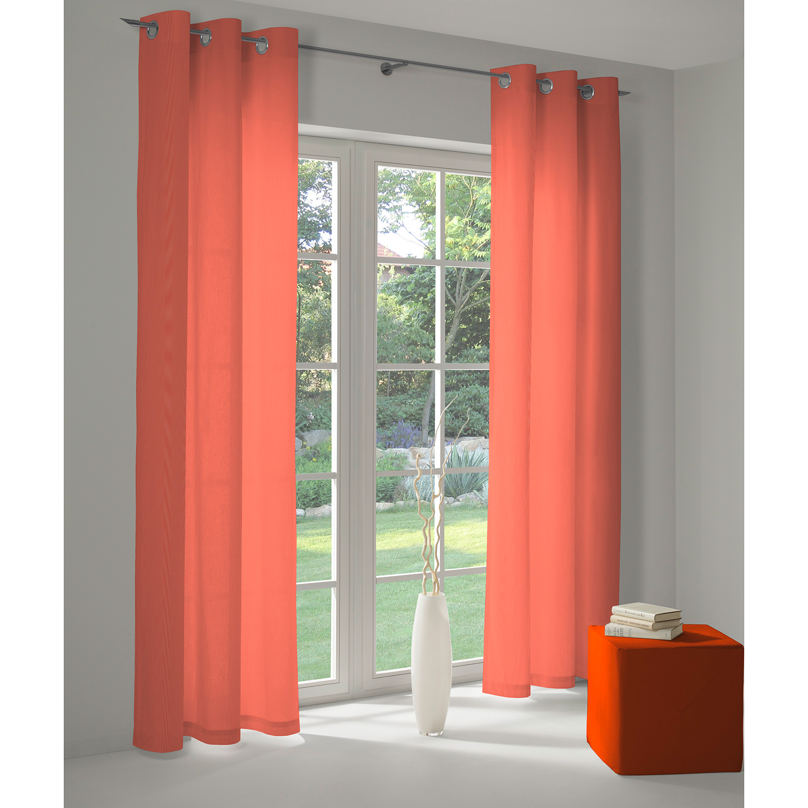 Einzelschal mit Ösen UNI COLLECTION LIGHT - orange - 145x145 cm