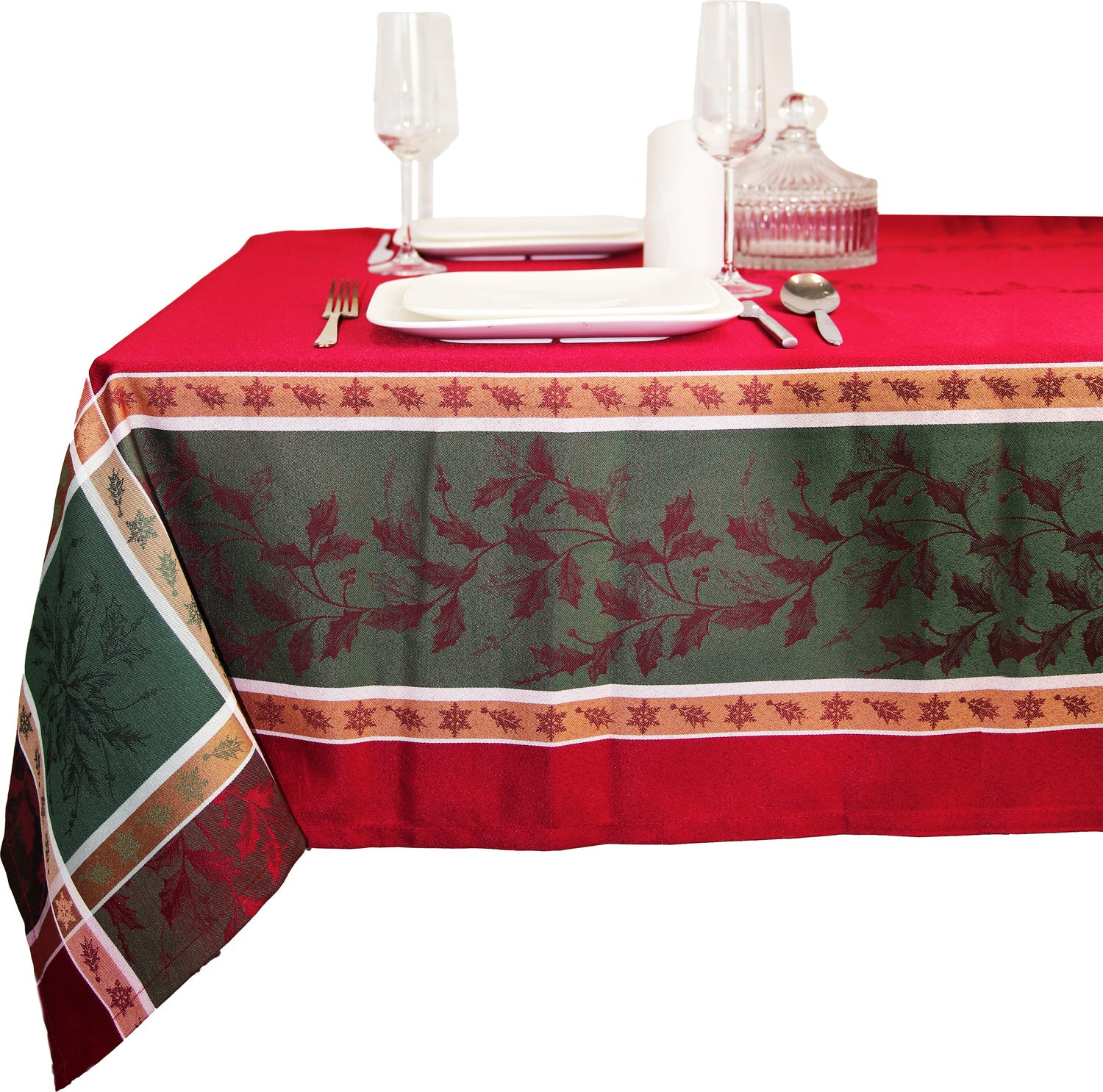 Unique Living tafelkleed Oliver rood / groen 150 x 300 cm