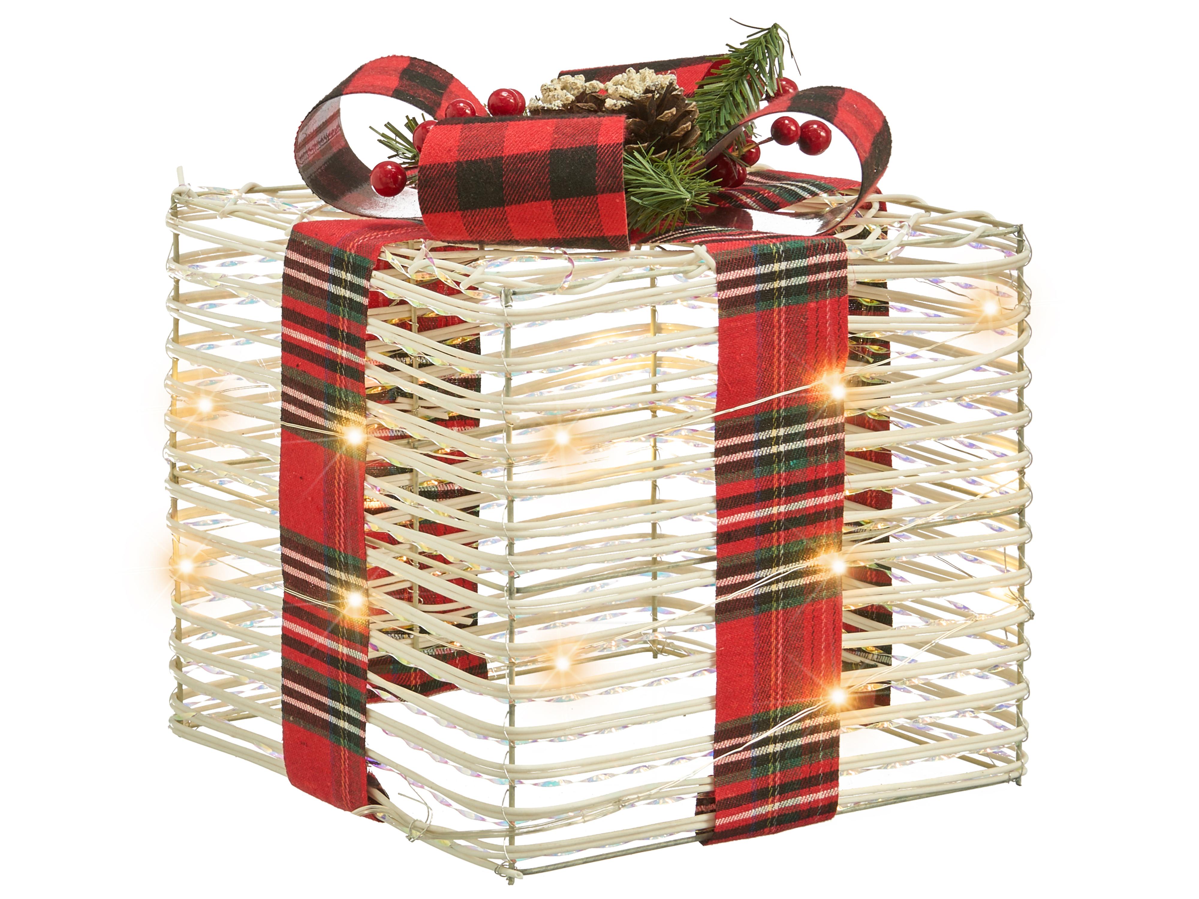 Set van 3 kerstdecoraties LED MANGEN Kerstcadeaus 20/25/35 cm Gebroken wit