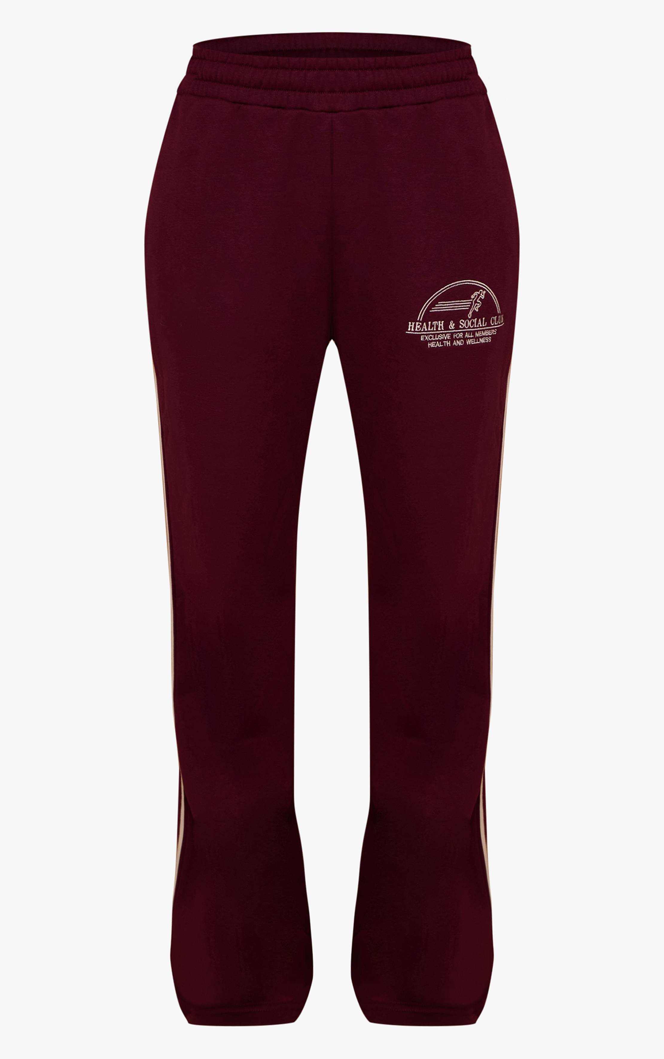 Rouge Vin Jogging Large Imprimé Health Club