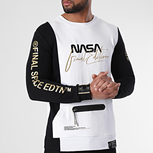 Sweat Crewneck Nasa Final Edition 844 Noir Blanc Détails Or