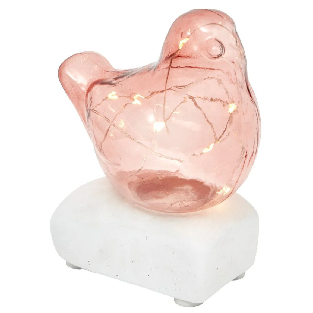 Oiseau décoratif lumineux en verre