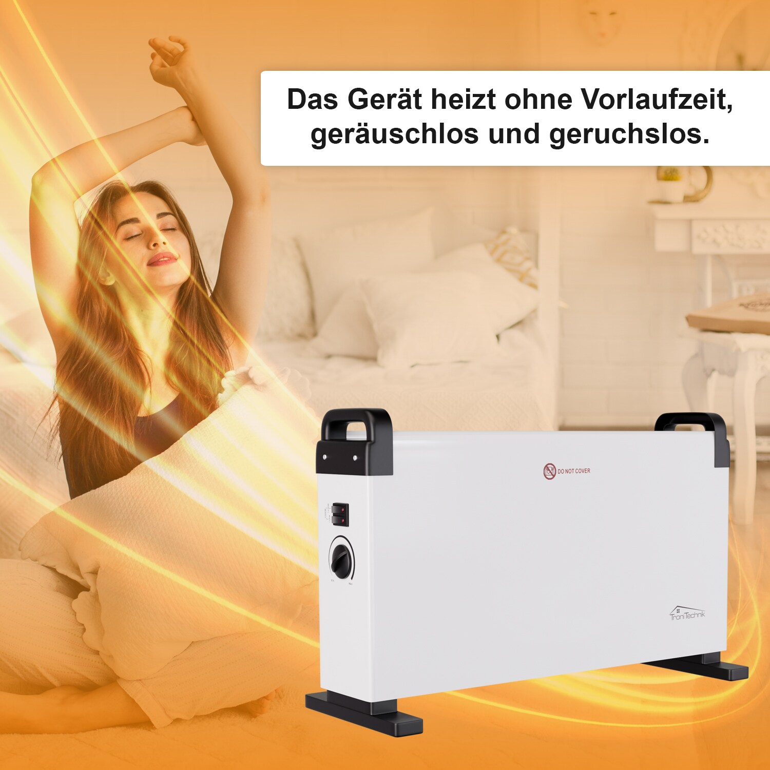 TroniTechnik® KH-101 Heizgerät Konvektor Radiator Heizung stufenlose Thermosteuerung (750W / 1.250W / 2.000W),Tragegriff