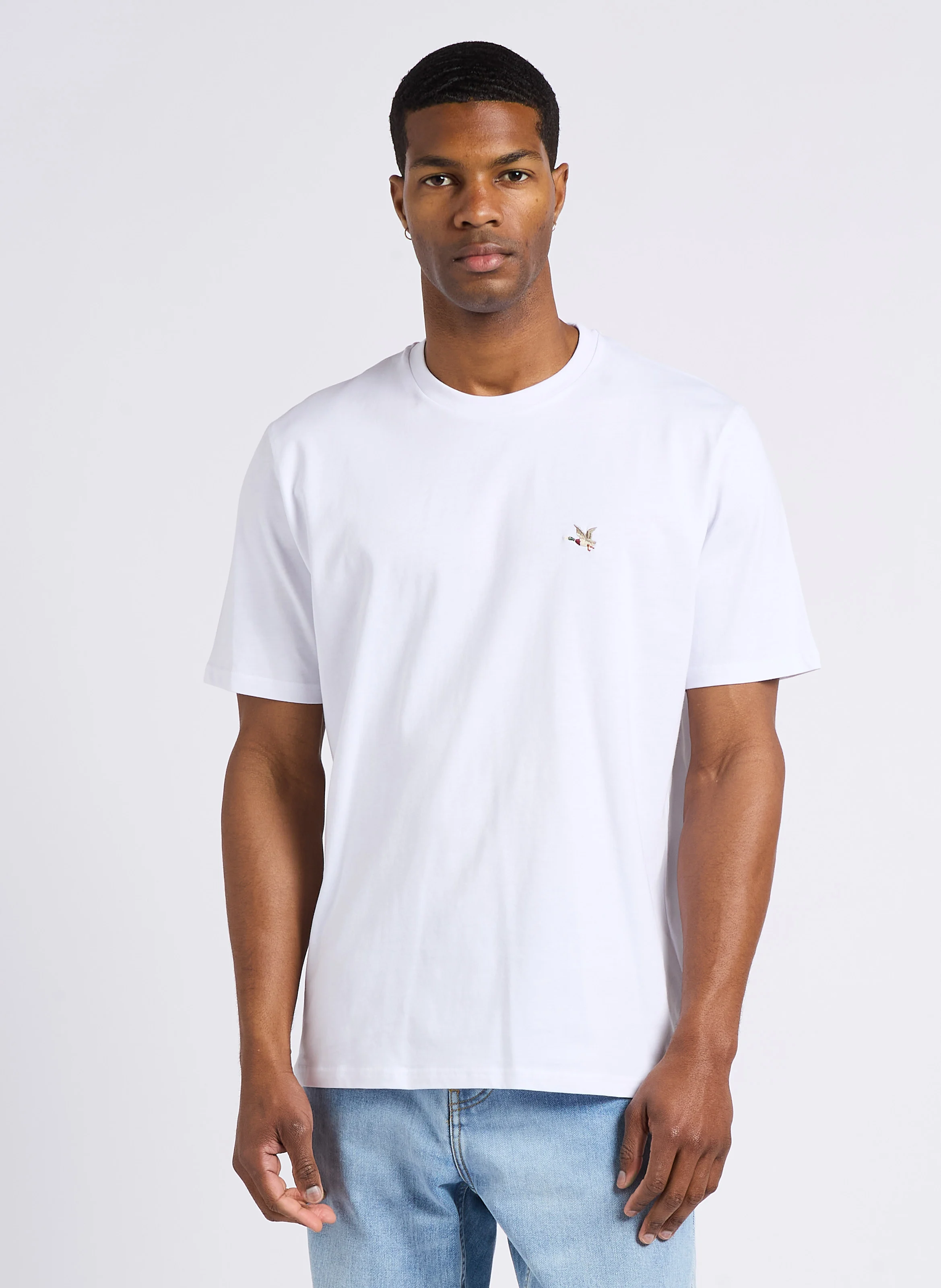 NEW T-TOG'S - Tee-shirt droit col rond brodé en coton | Blanc